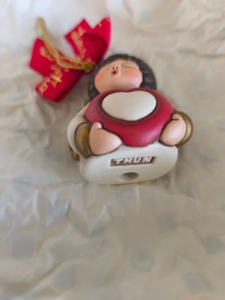 Addobbo Angelo Ceramica Cuore Rosso Oro