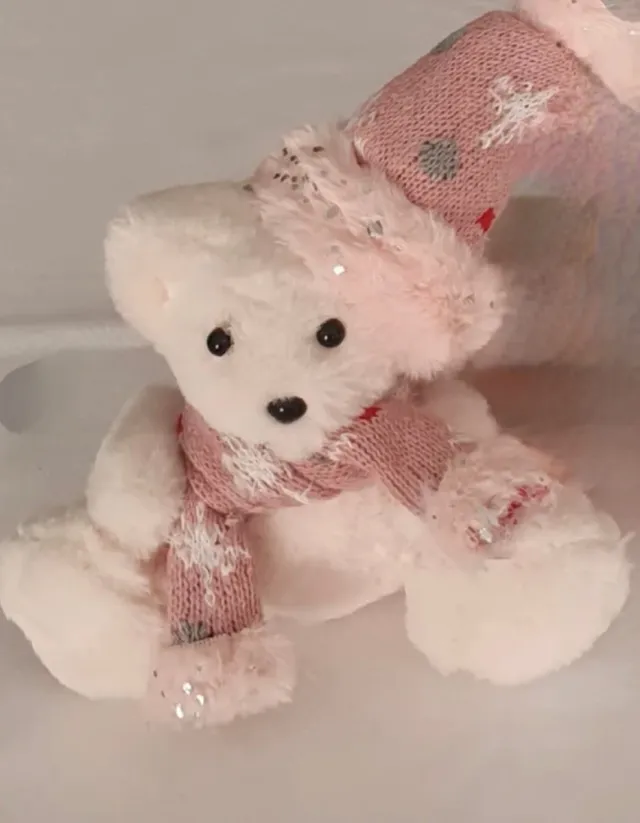 6 Ositos Navideños Rosa y Blanco