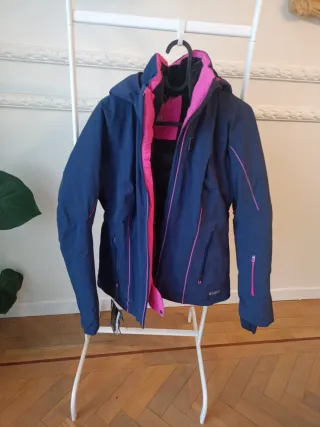 Chaqueta de esquí Salomon azul y rosa