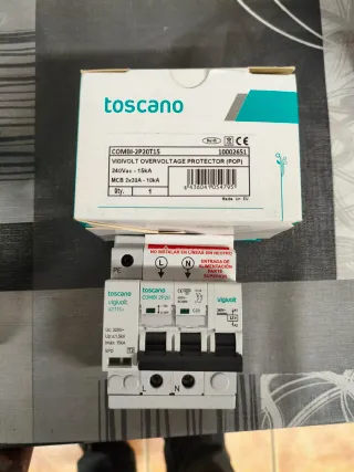Protector Sobretensiones Toscano VIGIVOLT COMBI-2P