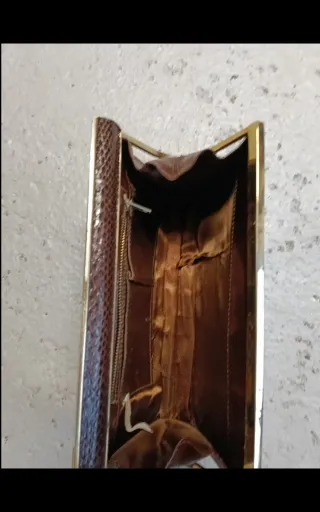 Pochette Vintage Pelle Serpente Marrone