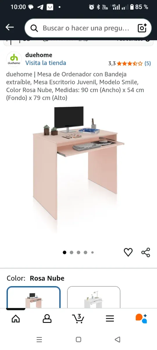 Tavolo per computer rosa