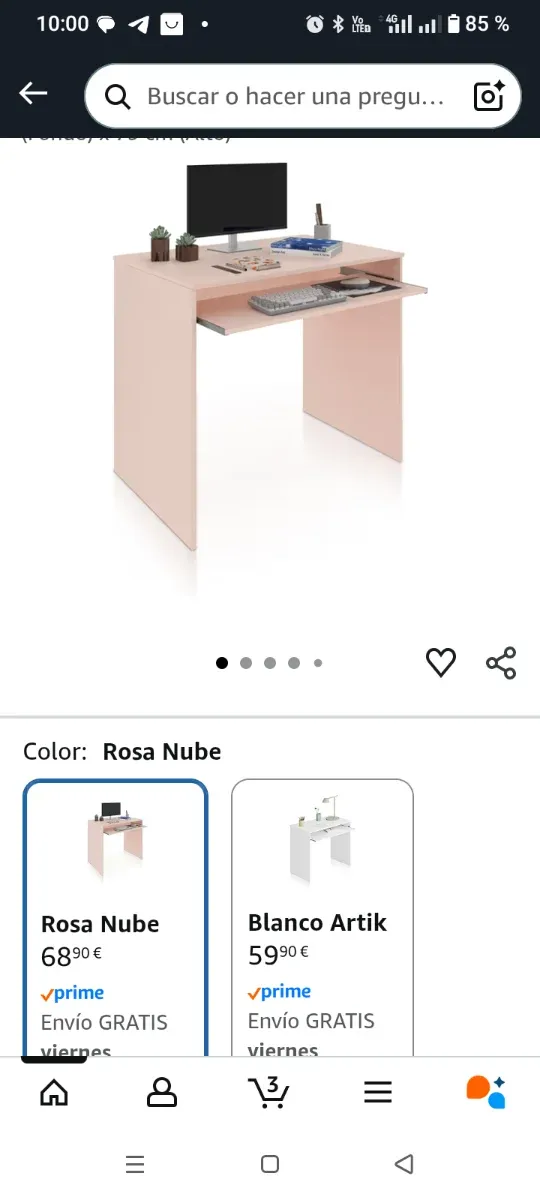 Tavolo per computer rosa