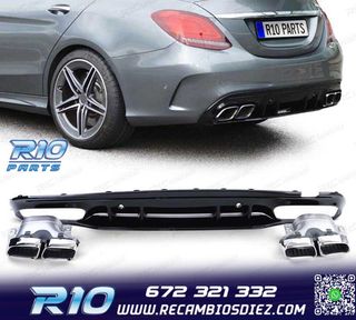 DIFUSOR MERCEDES CLASE C W205 SEDAN 18-21 NEGRO BRILLANTE +