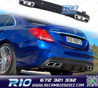 DIFUSOR MERCEDES CLASE C W205 SEDÁN 14-18 LOOK AMG C63 NEGR