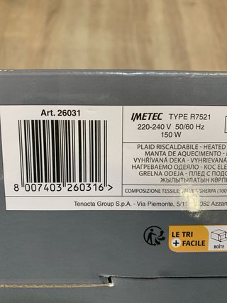 Manta Eléctrica IMETEC CaldoPlaid 26031 160x120cm
