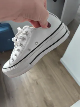 Converse piel plataforma blancas