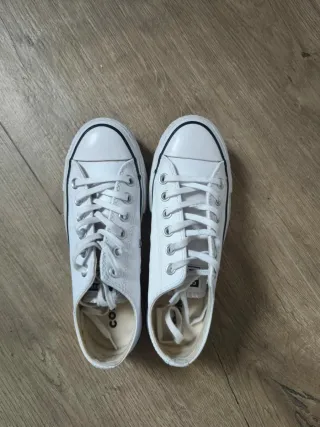 Converse piel plataforma blancas