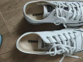 Converse piel plataforma blancas