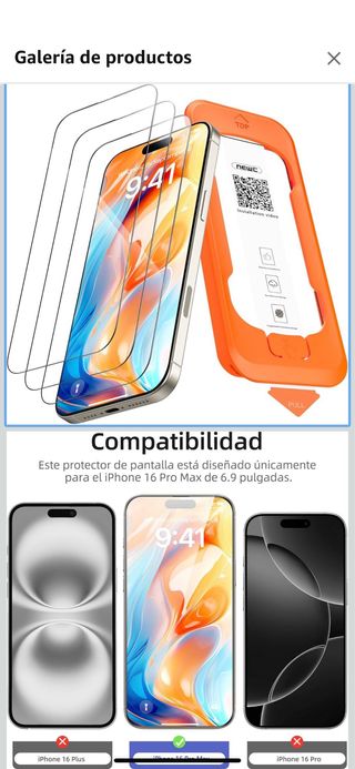 Protettore schermo per iPhone 16 Pro Max