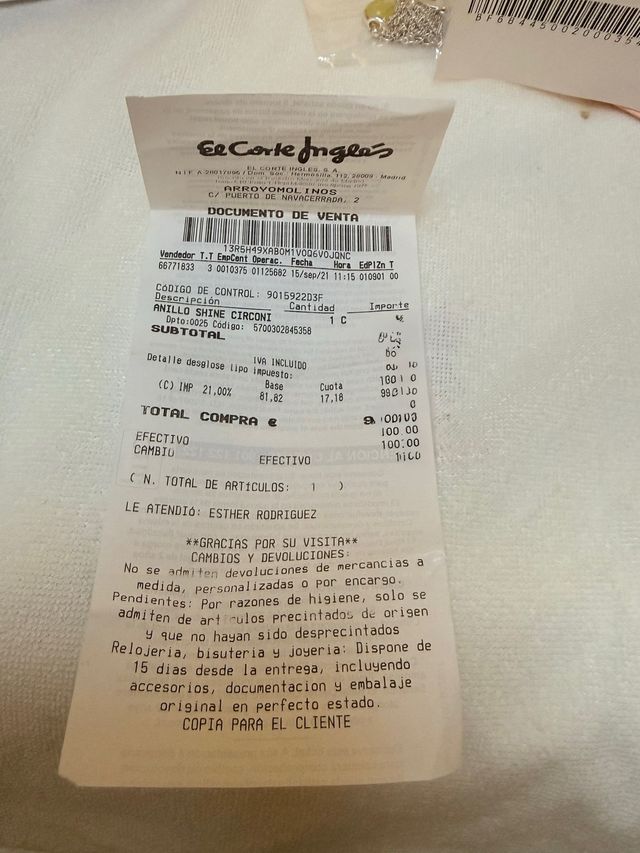 Anillo banda brillante El Corte Inglés