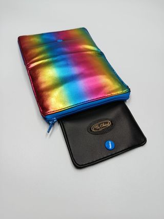 Cartera Tie Chic arcoíris y negra