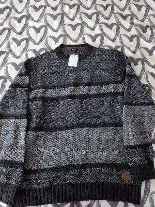 Jersey hombre rayas gris y negro talla M