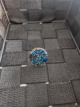 Anillo fantasía azul y plateado