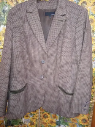 Chaqueta cuadros marrón talla 52