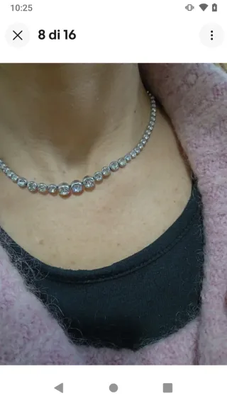 U471 Collana tennis pietre inox elegante cerimonia