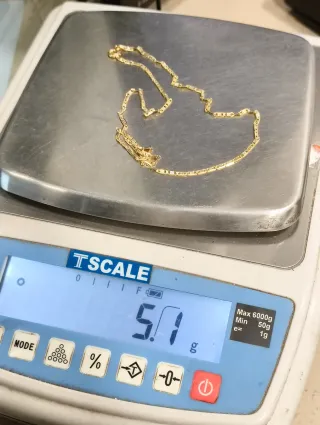 Cadena plana Oro Tricolor 18kt de 50cm largo