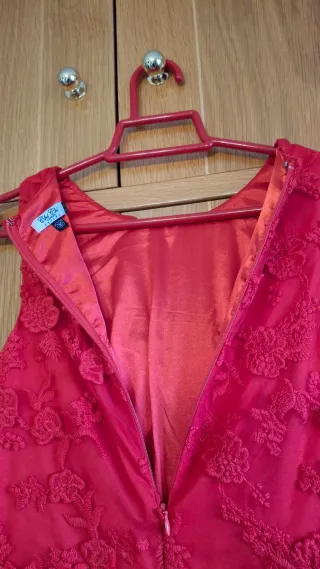 Vestido fiesta largo rojo con abertura T36