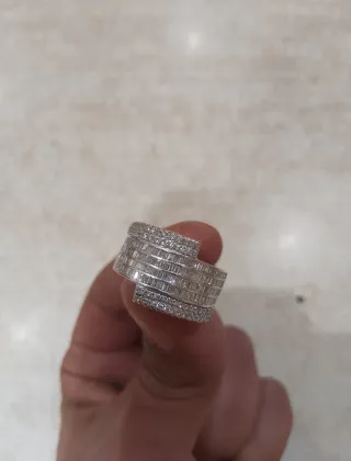 Anillo Oro Blanco 18k Brillantes Talla 14