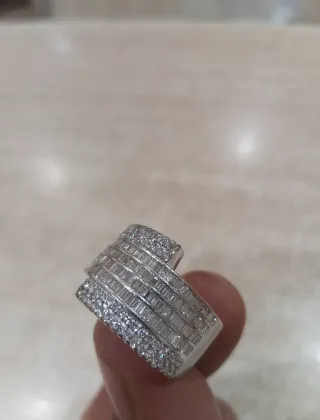 Anillo Oro Blanco 18k Brillantes Talla 14