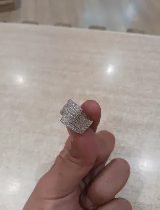 Anillo Oro Blanco 18k Brillantes Talla 14