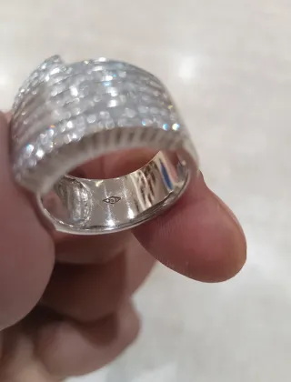 Anillo Oro Blanco 18k Brillantes Talla 14