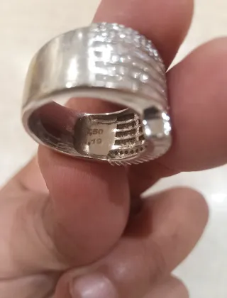 Anillo Oro Blanco 18k Brillantes Talla 14