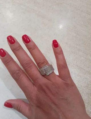 Anillo Oro Blanco 18k Brillantes Talla 14