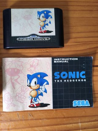 Cartuccia e manuale di Sonic 1 Mega Drive