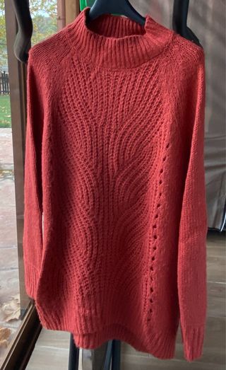 Jersey mujer cuello alto naranja/rojo de Milano