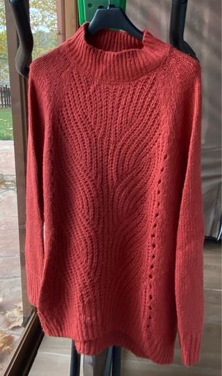 Jersey mujer cuello alto naranja/rojo de Milano