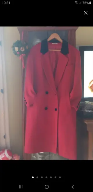 Abrigo Vintage Largo Rojo y Negro