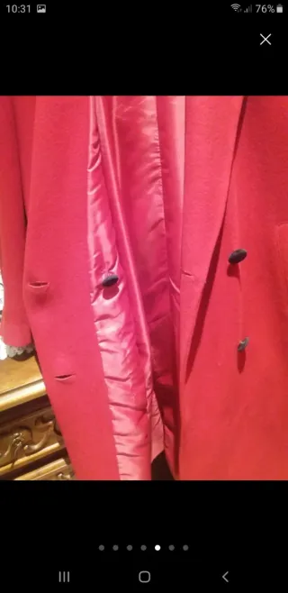 Abrigo Vintage Largo Rojo y Negro