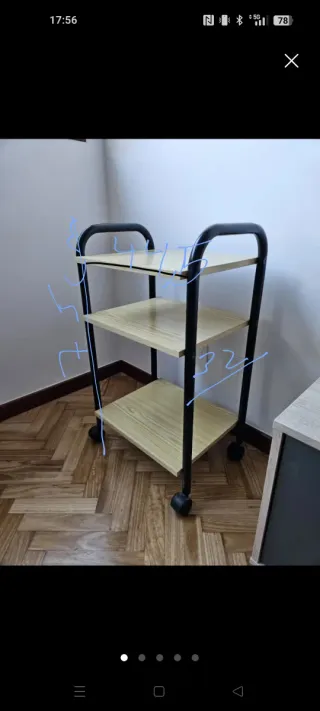 Estantería de 3 baldas con ruedas