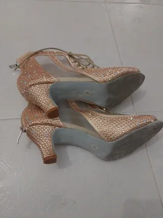 Zapatos de baile beige/dorado talla 41