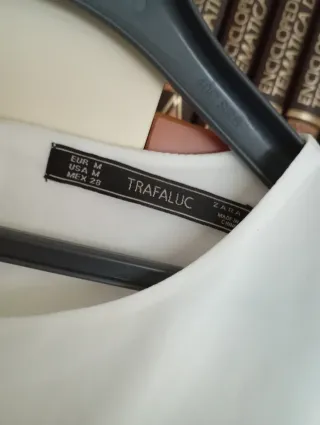 Blusa Zara Mujer Blanca Encaje Manga Larga