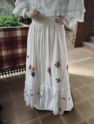 Disfraz Catrina Blanco con Flores y Mariposas