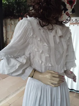 Disfraz Catrina Blanco con Flores y Mariposas