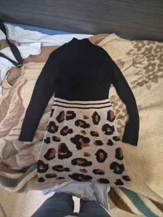 Vestido de punto estampado leopardo