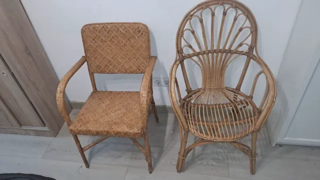 Pack 2 Sillas Mimbre y Bambú