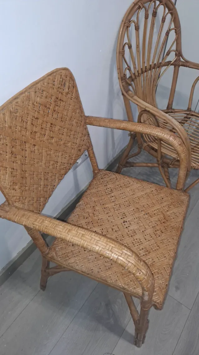 Pack 2 Sillas Mimbre y Bambú