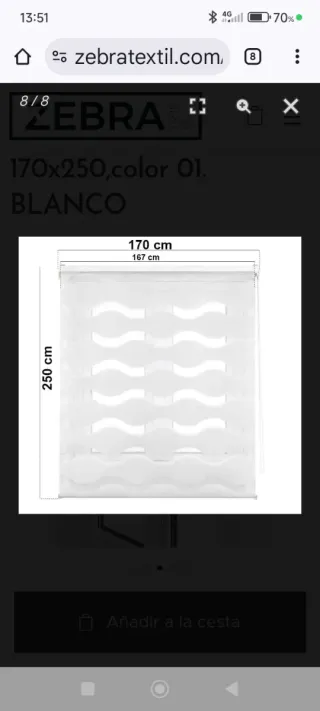 Estor ZEBRA 170x250 Blanco