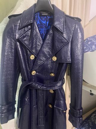 Abrigo Versace Azul y Dorado Mujer
