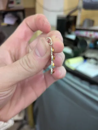 Colgante Cruz Plata 925 y Ámbar Multicolor