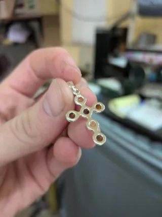 Colgante Cruz Plata 925 y Ámbar Multicolor