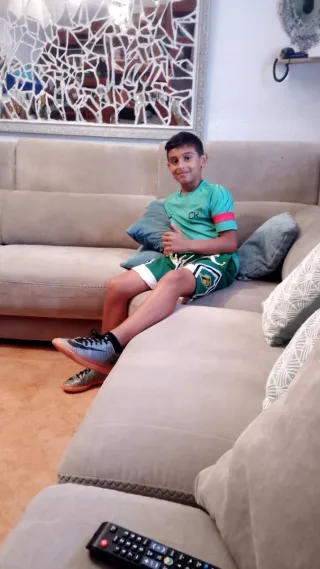 Sofá modular 8 metros tela beige y teal