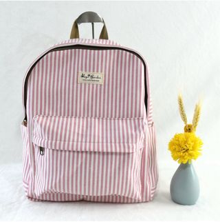 Mochila Bags Garden Algodón Rayas Rosas y Blancas