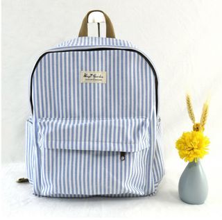 Mochila Bags Garden Algodón Rayas Rosas y Blancas