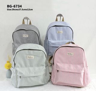 Mochila Bags Garden Algodón Rayas Rosas y Blancas