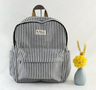 Mochila Bags Garden Algodón Rayas Rosas y Blancas